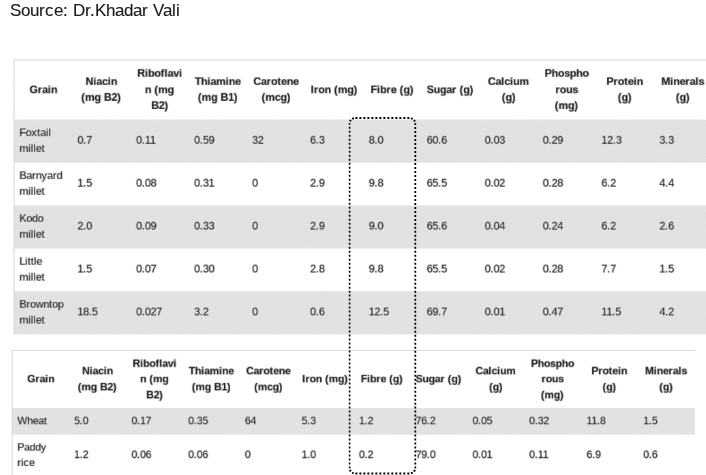 Fiber Content of Popular Grains