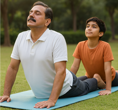 Happy Father's Day - Father & Son doing Yoga