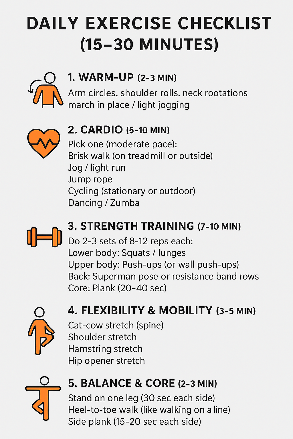 Daily Exercise Checklist